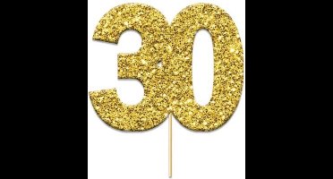 Witbaard Caketopper '30' Glitter 4 Cm Karton Goud 12 Stuks