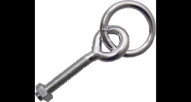 Aanlegring met Schroefdraad en moer. M6 x 75mm. RVS. Deltafix.