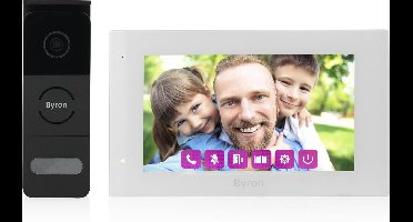 Byron DIC-24712 - Video deurbel Bedraad - 2 draadsaansluiting - 2 Weg communicatie - 7" Monitor - Touchscreen