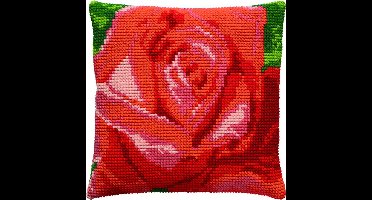 Pako borduurpakket kruissteek kussen -roos - geprint stramien - 003.205 - DIY kit