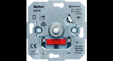BERKER dimmer - Inbouwelement - 230V gloeilamp en 230V halogeen - 60 tot 400 watt - Draai/uit