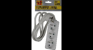 Benson Stekkerdoos 3-voudig - 1.5 meter - Randaarde - Wit