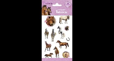 funny products Paarden tattoo - Nep tattoo voor kinderen - 1 vel met 12 tattoos