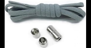 Elastische schoenveters - metalen sluiting - grijs