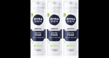 Nivea Men Sensitive Scheerschuim 0% Alcohol - Voordeelverpakking 3 x 200 ml