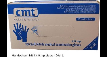 CMT Handschoen Nitril 4.0 mµ blauw 100st L