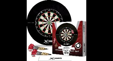 XQMax Tournament Set - Dartbord & Dartbord Surround - Inclusief 6 Dartpijlen van 23 gram - Dart Flights - Dart Shafts - Zwart