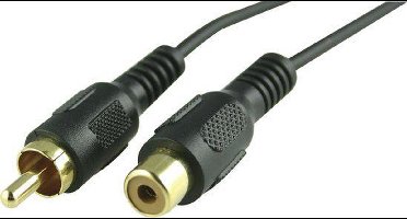 DELTACO MM-24A, Composiet/RCA Male - Female (Goldplated), 3 meter, Zwart