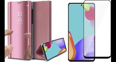 Hoesje geschikt voor Samsung Galaxy A52 - Spiegel Book Case - Roségoud - Met Full Screenprotector