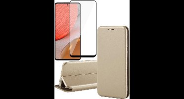 Hoesje geschikt voor Samsung Galaxy A72 - Portemonnee Book Case - Goud - Met Full Screenprotector