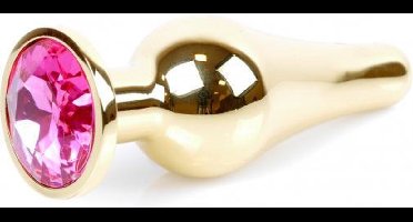Power Escorts - Groot Formaat Butt plug 9.5 cm - vette Dia 3 cm - Super Stijlvol Goud kleur met Roze Steentje - Anaal plug - Opwindend en Stimulerend - Gemakkelijk gebruikbaar - Handige verpakking
