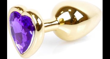 Power Escorts - Anale plug - Met super Romantische Hartjes design - Super Stijlvol Goud met Paarse Steen - Goed Formaat 7 cm lengte - Dia 2.3 cm - Super opwindend - Gemakkelijk gebruikbaar - Handige verpakking - Anal plug