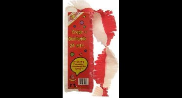 Crepeguirlande brandvertragend rood/wit 24m