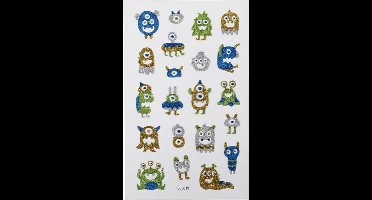 Glitter stickers, buitenaardse wezens, vel 10x16 cm, 1 vel
