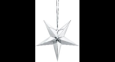 PartyDeco - Hanger Glimmende Ster Zilver (30 cm)