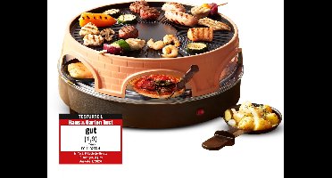 Emerio Pizzarette 3-in-1 Origineel - Zwitserse Raclette en Grill - 6 Persoons Pizza Oven - 6 Geïsoleerde Bakspatels - RVS Bakplaat - Gourmetstel - PO-113255.4 1500W