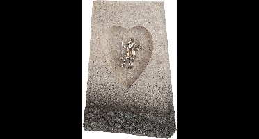 sculptuur liefdes schommel 4x14x20 cm - resin stonelook en metallook - grijs creme en brons