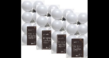 Decoris kleine kerstballen - 64x st - wit - 4 cm - kunststof - kerstversiering