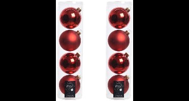 Decoris kerstballen - 8x st - rood - D10 cm - glas - kerstversiering