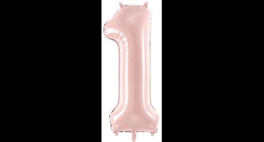 1 Jaar Cijfer Ballon Lichtroze Leeg 72cm
