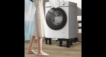 Wasmachine onderstel - 12 robuuste poten, Past perfect bij wasmachines, koelkasten en drogers - Verstelbaar en met hoge antislip en schokdemping