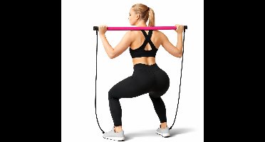 Pilates Bar Kit - Pilates Stick - Pilates Set -Fitness Elastiek - Professionele Fitness Bar - Pilates Bar - Yoga & Fitness - Yoga Stok - Resistance Band Set - Weerstandsbanden - Full Body Workout - Thuis Gym - Fitness Elastiek - Gymstick - Roze