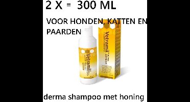 Hondenshampoo VETRAMIL **2 X **Derma shampoo voor honden, - katten en zelfs Paarden - 150 ml - kracht van honing - = 300 ml