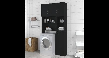 Opbergkastje – Badkamerkast – Opbergmeubel – Kastje – Bergkast – Zwart – Slank Design – Hoogwaardig Engineered Wood – 190 cm Hoog – Compact 32 cm Breed