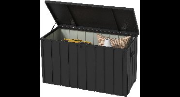 Tuinkist – Opbergbox – Kussenbox – Tuinopbergbox – Tuinbox – 450 Liter Inhoud – Stalen Behuizing Met Gasveer Deksel