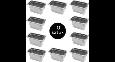 MEGA-M Gastronorm - GN 1/3 Set van 10 stuks - 325x176x200 mm - Roestvrij Staal