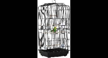 JAQZY Vogelkooi - Vogelkooien voor binnen - Met voederdeuren - Met Verwijderbare Lade - Elegant - 47,5 X 36 X 91cm - Metaal - Zwart