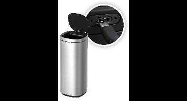 FlinQ Velo Prullenbak - Oplaadbare Vuilnisbak met Softclose deksel en LED-statusverlichting - Afvalbak - RVS Afvalemmer - 50 Liter