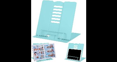 Verstelbare Metalen Boekenstandaard - Draagbaar en Robuust voor Kookboeken, Tablets en Schoolboeken (Lichtgroen)