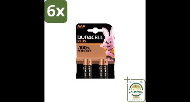 Duracell – Alkaline Batterijen AAA – Plus – 4-pack - Voordeelverpakking - 6 stuks - Langdurige batterijen - Batterijen voor speelgoed