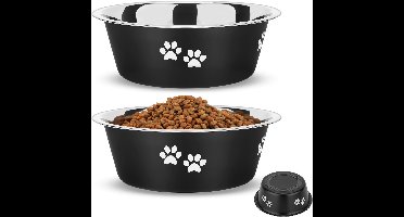 2 Stuks Roestvrijstalen Hondenbakken (2020 ml), Voerbakken Voor Honden En Katten, Antislip Siliconen Voet, Drinkbakken Voor Honden En Katten, Vaatwasmachinebestendig, Roestvrijstalen Voerbakken Voor Huisdieren, L - 23.7 cm