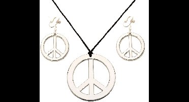 Hippie ketting en oorbellen Peace