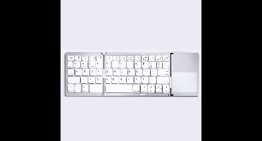 Drievoudig opvouwbaar Bluetooth-toetsenbord, draadloos, draagbaar, opvouwbaar Bluetooth-toetsenbord, onmisbaar voor op reis, met touchpad, oplaadbaar toetsenbord voor meerdere apparaten, geschikt voor laptops, tablets en smartphones - wit.