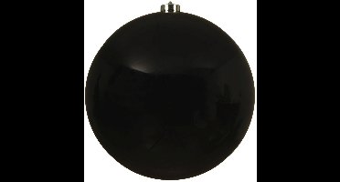 Decoris Kerstbal - zwart - groot - 20 cm - kunststof - glans - kerstversiering