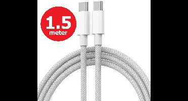 USB-C naar USB-C Kabel 100W Snelladen – 1,5 Meter – Fast Charge PD 6A – Geschikt voor iPhone 16/15, Samsung Galaxy, Xiaomi, Huawei, MacBook, iPad en USB-C Apparaten
