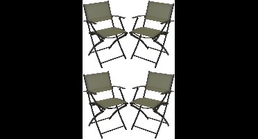 Redcliffs Klapstoel - 4x - groen - opklapbaar - 46 x 52 x 85 cm - staal/polyester - campingstoel/tuinstoel