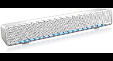 USB PC Soundbar met Blauwe LED voor TV, PC Gaming en Home Cinema - Compact 2.0 Stereosysteem
