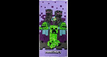 Minecraft Strandlaken paars 70 x 140 cm - katoen