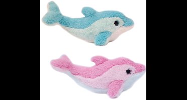 PIA Soft Toys-Set van 2 Pluche Dolfijn Knuffels 2 ass. 28 cm (blauw / roze)