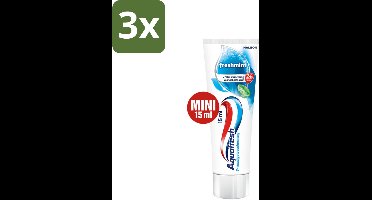 3 x Aquafresh Freshmint 3in1 Mini 15 ml - Tandpasta - Verfrissende Adem - Fluoride - Gaatjes - Tandvlees