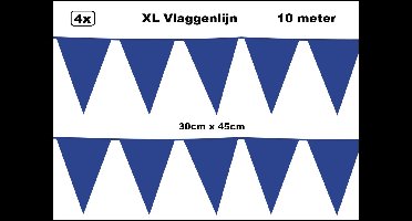 40 meter XL Vlaggenlijn blauw 30cm x 45cm – 4x vlaggenlijn blauw 10 meter - Giga vlaglijn themafeest party festival