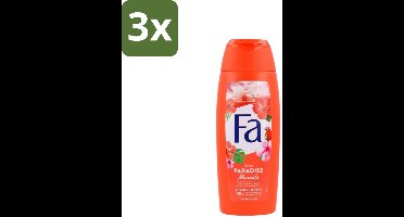3 x Fa - Paradise Moments - Douchecrème - Hibiscusbloem - 250 ml - Douchecrème Hibiscusbloem - Vegan Douchecrème - Huidverzorgende Douchecrème - Hibiscusbloem Geur - Duurzame Douchecrème