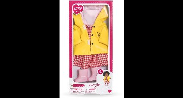 Corolle poppenkleding regenoutfit 36cm - kleurrijke regenjas en laarzen.