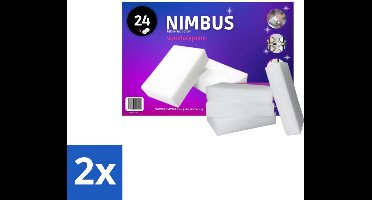 2 x NIMBUS Wonderspons 24 stuks per verpakking - Schoonmaken Zonder Chemische Middelen - Betoverend Schoonmaken - Spons Voor Vlekken - Hardnekkige Vlekken Verwijderen - Waterbasis Schoonmaak