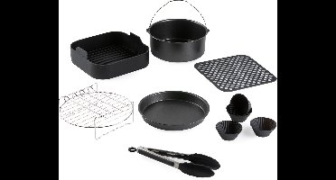 DOMO 168 Accessoires Airfryer – 12-delig – Geschikt voor (X)XL Airfryers (Ø 20,5 cm) – Heteluchtfriteuse Accessoires Set - PFAS-vrije antiaanbaklaag – Vaatwasmachinebestendig