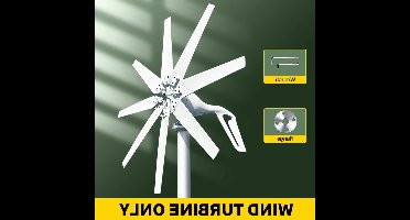 Windgenerator – Windturbine – Windmolen – Duurzame Energie – 12V Output – 8 Nylon Bladen – Aluminium Behuizing - 1000W